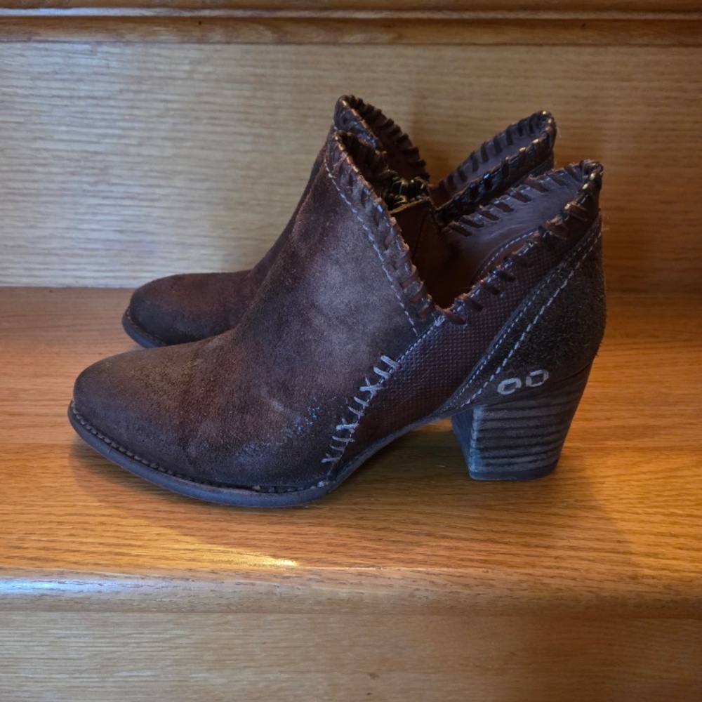 Womens Bed Stu Brown Distressed Booties Size 37